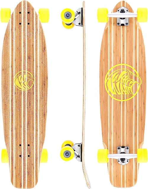 White Wave Bamboo Longboard Skateboard